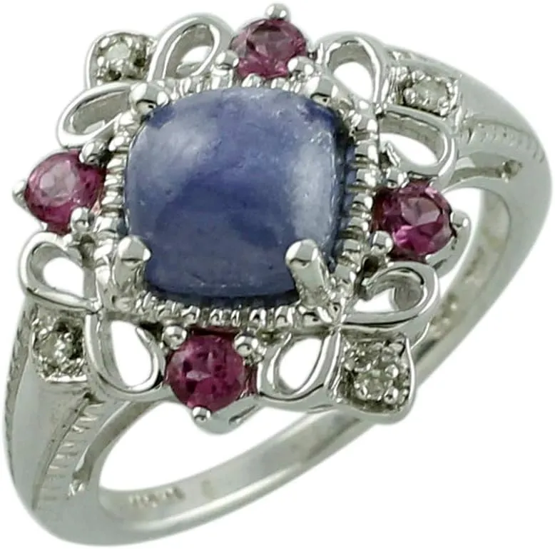 Carillon 2.2 Carat Tanzanite Cushion Shape Natural Non-Treated Gemstone 10K White Gold Ring Engagement Jewelry for Women & Men