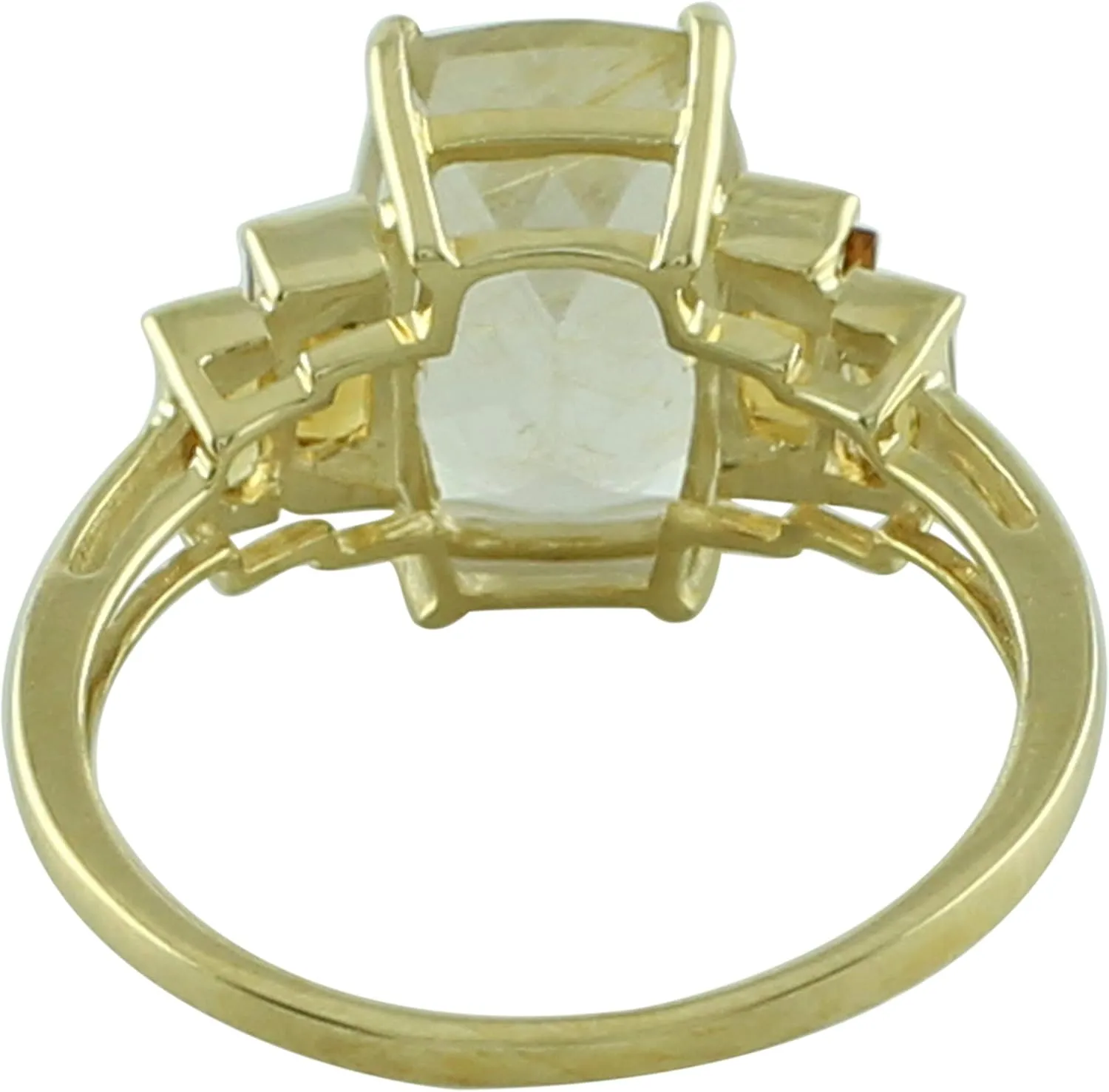 Carillon 3.51 Carat Golden Rutile Quartz Cushion Shape Natural Non-Treated Gemstone 925 Sterling Silver Ring Engagement Jewelry (Yellow Gold Plated) for Women & Men