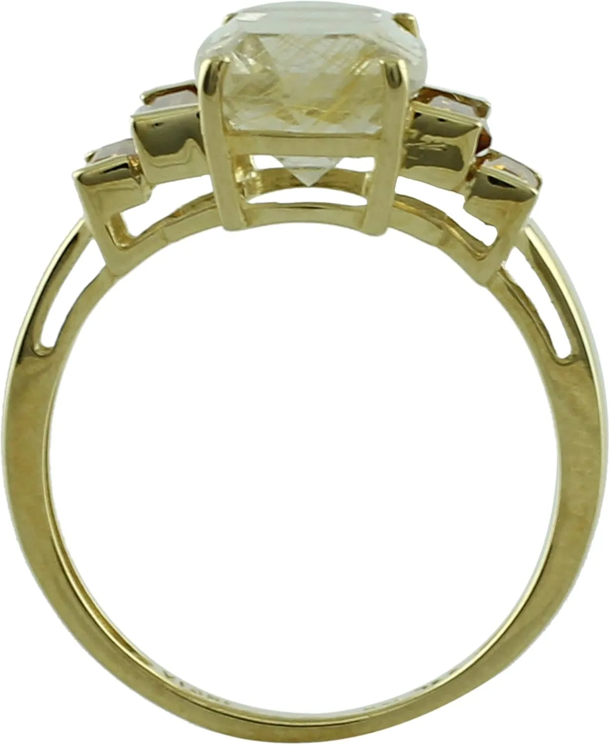 Carillon 3.51 Carat Golden Rutile Quartz Cushion Shape Natural Non-Treated Gemstone 925 Sterling Silver Ring Engagement Jewelry (Yellow Gold Plated) for Women & Men