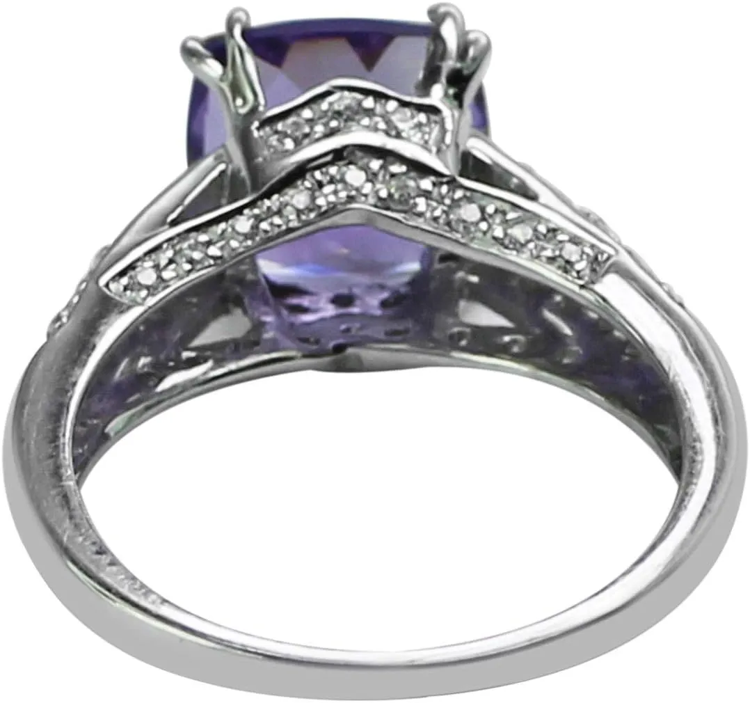 Carillon Amethyst Cushion Shape 9MM Natural Earth Mined Gemstone 925 Sterling Silver Ring Unique Jewelry for Women & Men