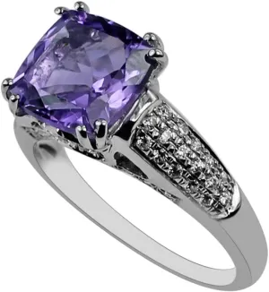 Carillon Amethyst Cushion Shape 9MM Natural Earth Mined Gemstone 925 Sterling Silver Ring Unique Jewelry for Women & Men