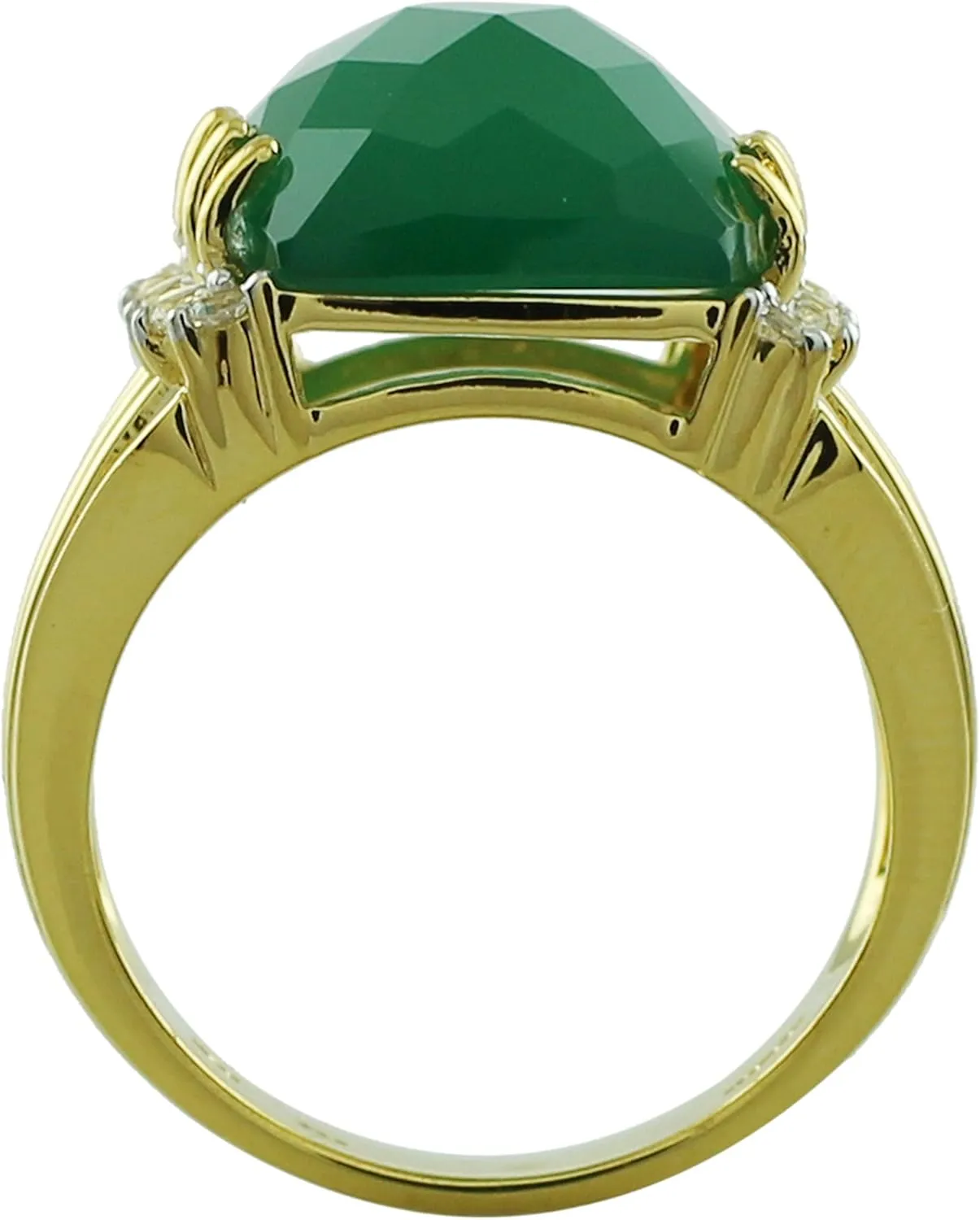 Carillon Dark Pink Onyx Cushion Shape 10.58 Carat Natural Earth Mined Gemstone 925 Sterling Silver Ring Unique Jewelry (Yellow Gold Plated) for Women & Men