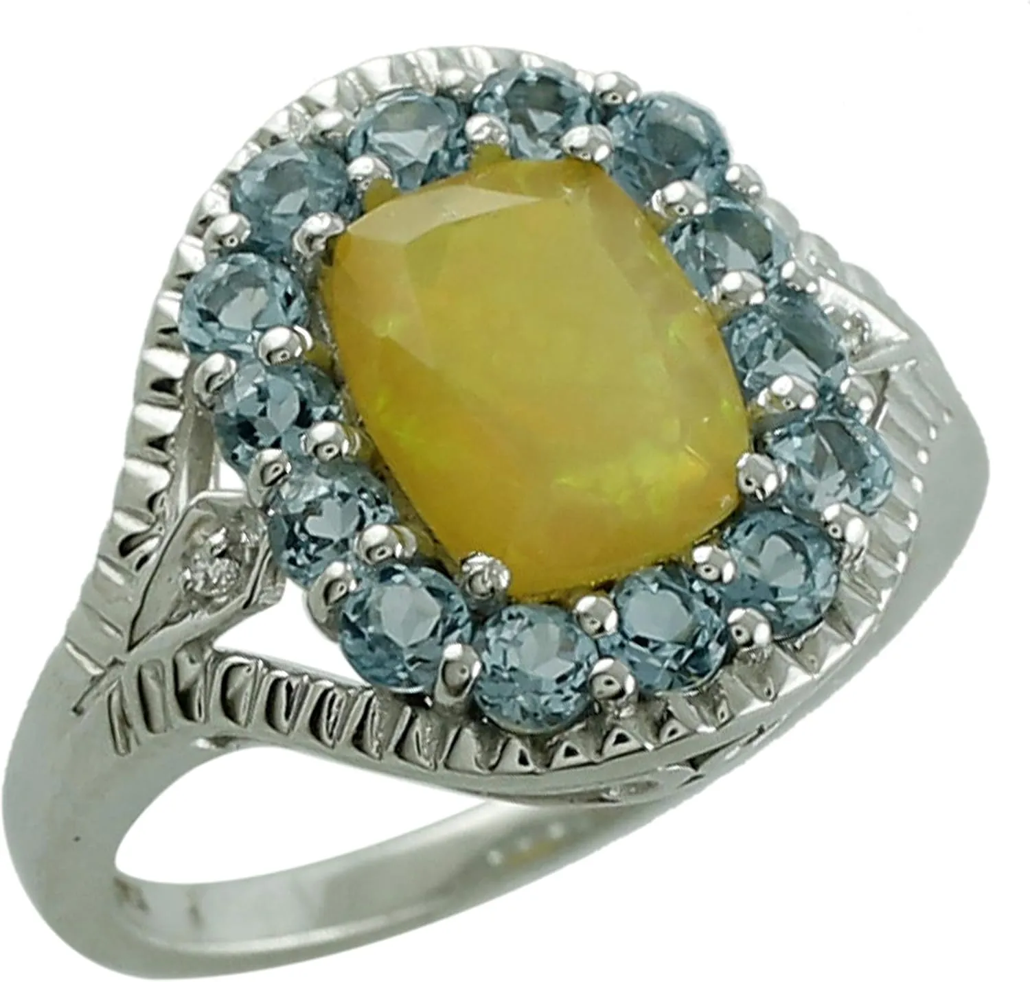 Carillon Ethiopian Opal Cushion Shape 1.24 Carat Natural Earth Mined Gemstone 925 Sterling Silver Ring Unique Jewelry for Women & Men