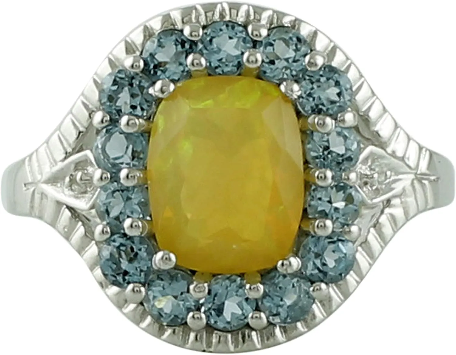 Carillon Ethiopian Opal Cushion Shape 1.24 Carat Natural Earth Mined Gemstone 925 Sterling Silver Ring Unique Jewelry for Women & Men