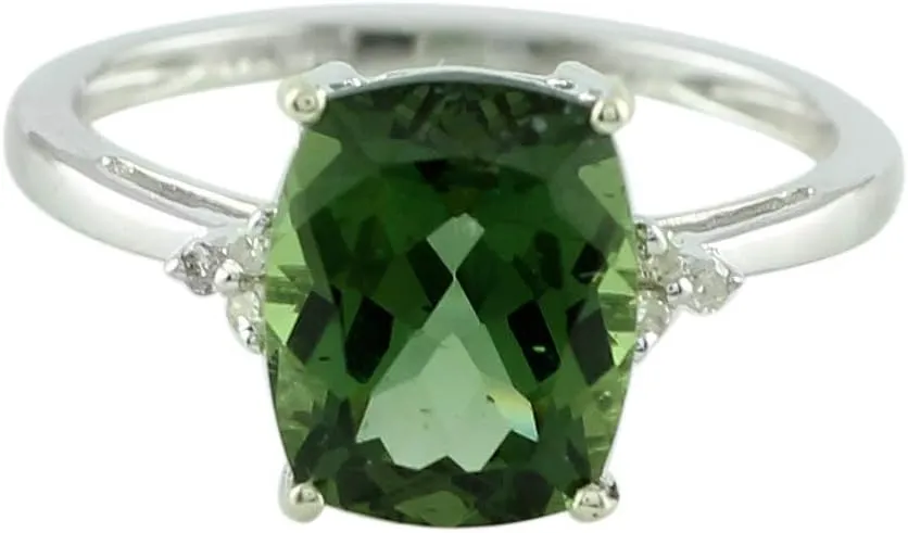 Carillon Green Apatite Cushion Shape 3.52 Carat Natural Earth Mined Gemstone 925 Sterling Silver Ring Unique Jewelry for Women & Men