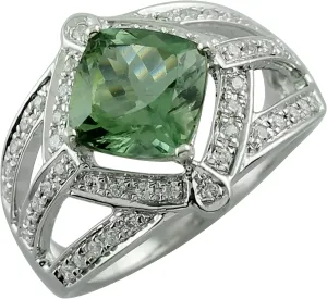 Carillon Green Apatite Cushion Shape 8MM Natural Earth Mined Gemstone 14K White Gold Ring Unique Jewelry for Women & Men