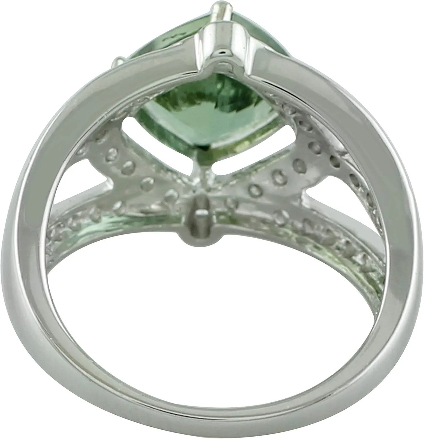Carillon Green Apatite Cushion Shape 8MM Natural Earth Mined Gemstone 14K White Gold Ring Unique Jewelry for Women & Men