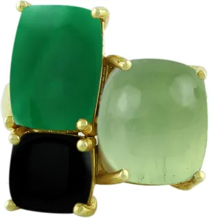 Carillon Green Onyx Cushion Shape 14X12MM Natural Earth Mined Gemstone 14K Yellow Gold Ring Unique Jewelry for Women & Men