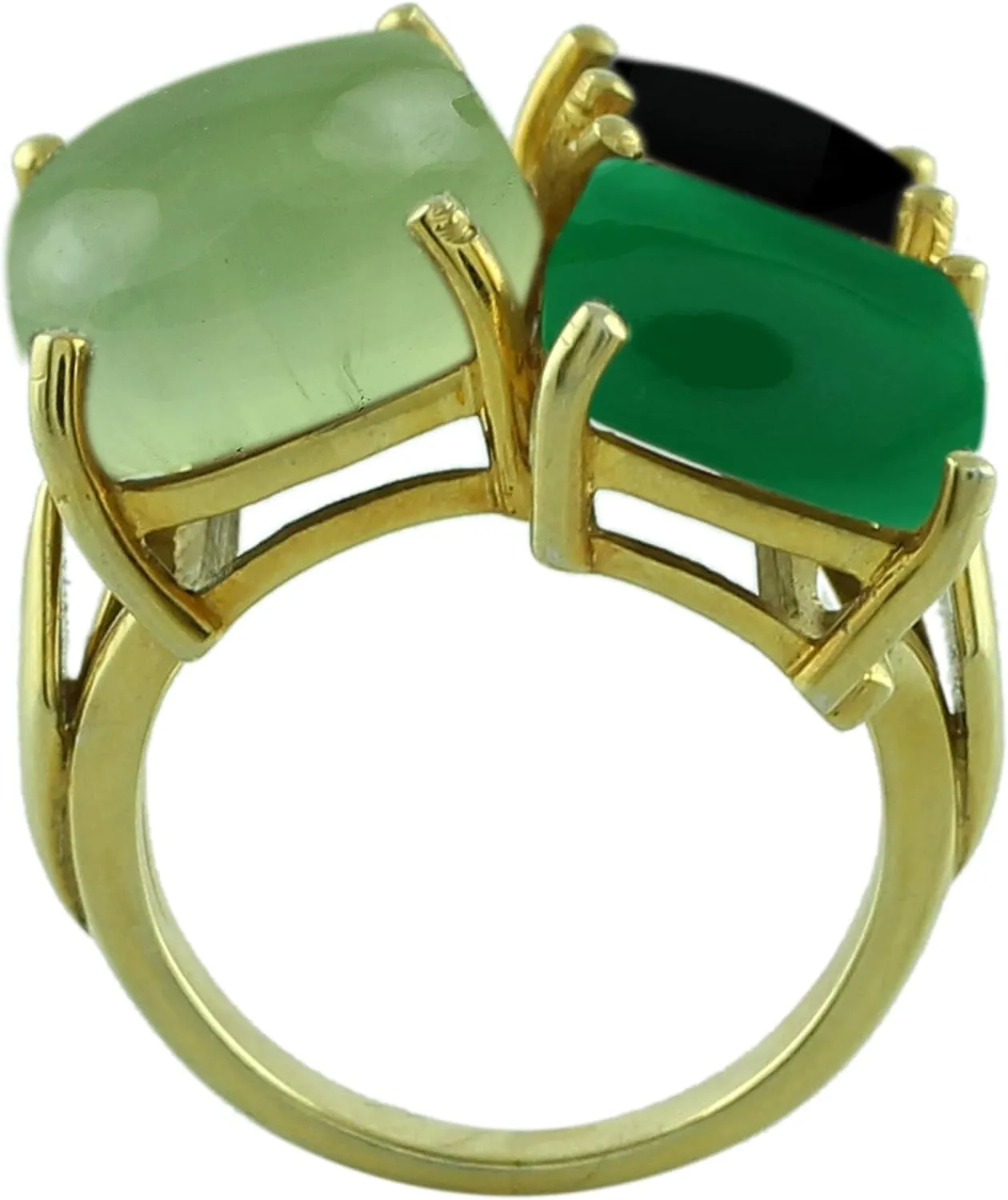 Carillon Green Onyx Cushion Shape 14X12MM Natural Earth Mined Gemstone 14K Yellow Gold Ring Unique Jewelry for Women & Men