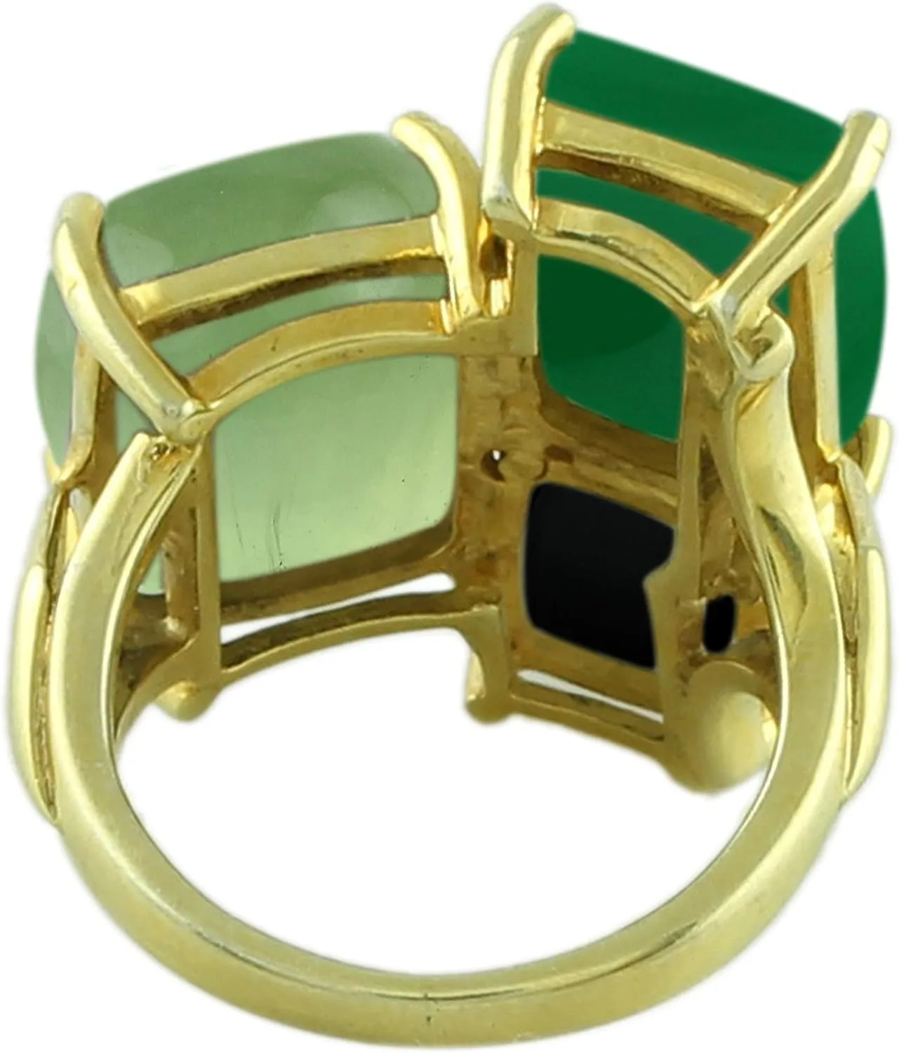 Carillon Green Onyx Cushion Shape 14X12MM Natural Earth Mined Gemstone 14K Yellow Gold Ring Unique Jewelry for Women & Men