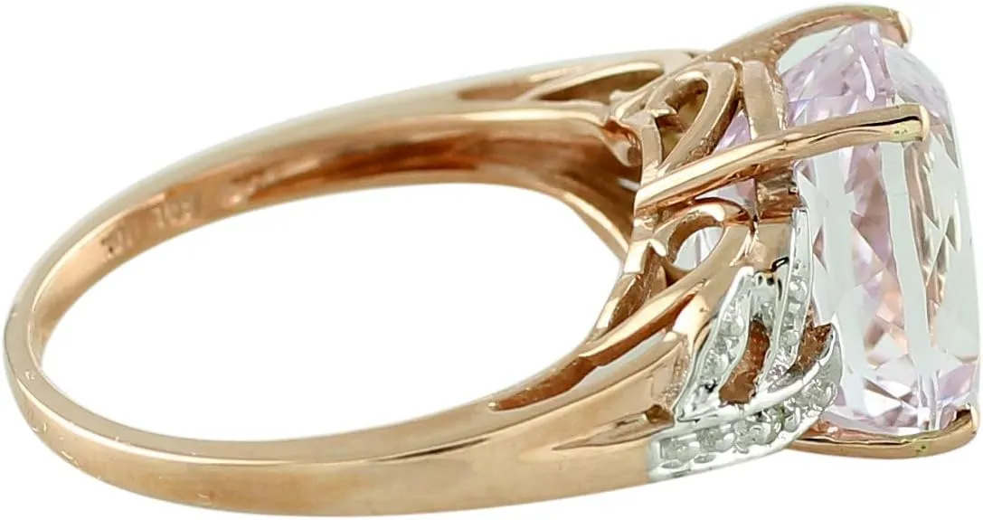 Carillon Kunzite Cushion Shape 10X8MM Natural Earth Mined Gemstone 925 Sterling Silver Ring Unique Jewelry (Rose Gold Plated) for Women & Men