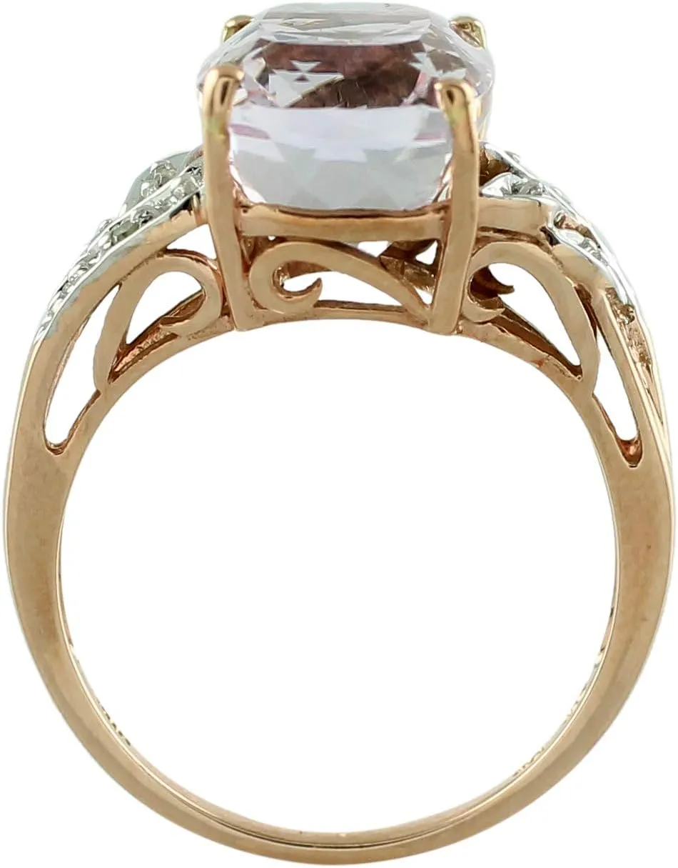 Carillon Kunzite Cushion Shape 10X8MM Natural Earth Mined Gemstone 925 Sterling Silver Ring Unique Jewelry (Rose Gold Plated) for Women & Men
