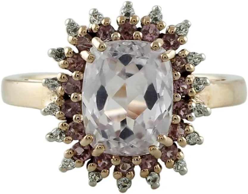 Carillon Kunzite Cushion Shape 9X7MM Natural Non-Treated Gemstone 925 Sterling Silver Ring Gift Jewelry (Rose Gold Plated) for Women & Men