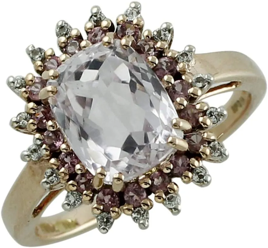 Carillon Kunzite Cushion Shape 9X7MM Natural Non-Treated Gemstone 925 Sterling Silver Ring Gift Jewelry (Rose Gold Plated) for Women & Men