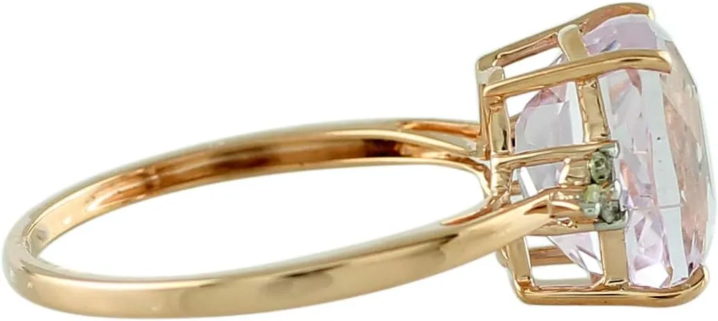 Carillon Kunzite Cushion Shape Natural Non-Treated Gemstone 14K Rose Gold Ring Engagement Jewelry for Women & Men