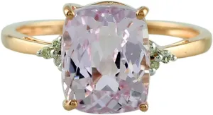 Carillon Kunzite Cushion Shape Natural Non-Treated Gemstone 14K Rose Gold Ring Engagement Jewelry for Women & Men