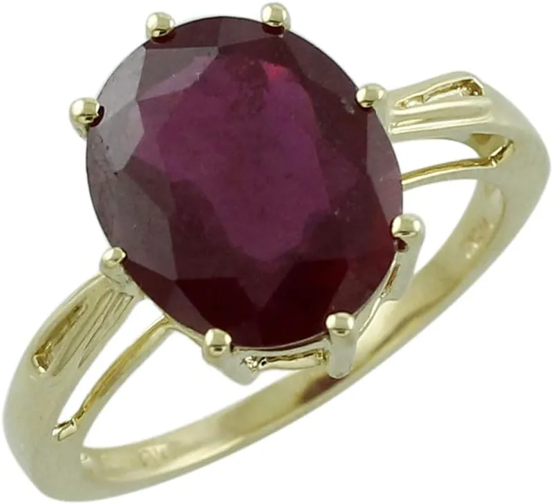 Carillon Ruby Gf Cushion Shape Natural Non-Treated Gemstone 925 Sterling Silver Ring Birthday Jewelry (Yellow Gold Plated) for Women & Men
