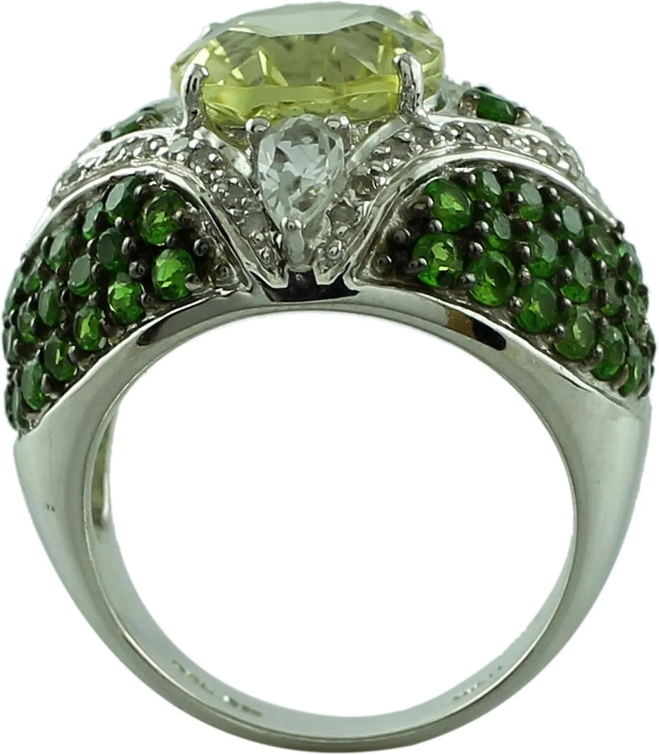 Carillon Serpentine Cushion Shape Natural Non-Treated Gemstone 14K White Gold Ring Birthday Jewelry for Women & Men
