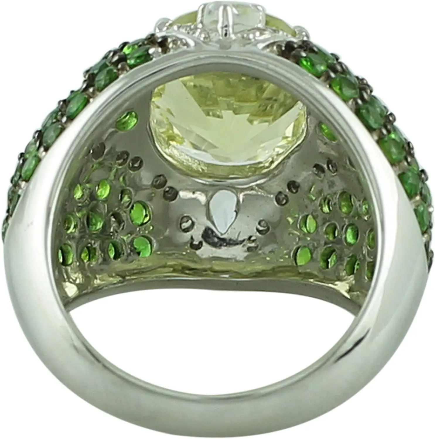 Carillon Serpentine Cushion Shape Natural Non-Treated Gemstone 14K White Gold Ring Birthday Jewelry for Women & Men