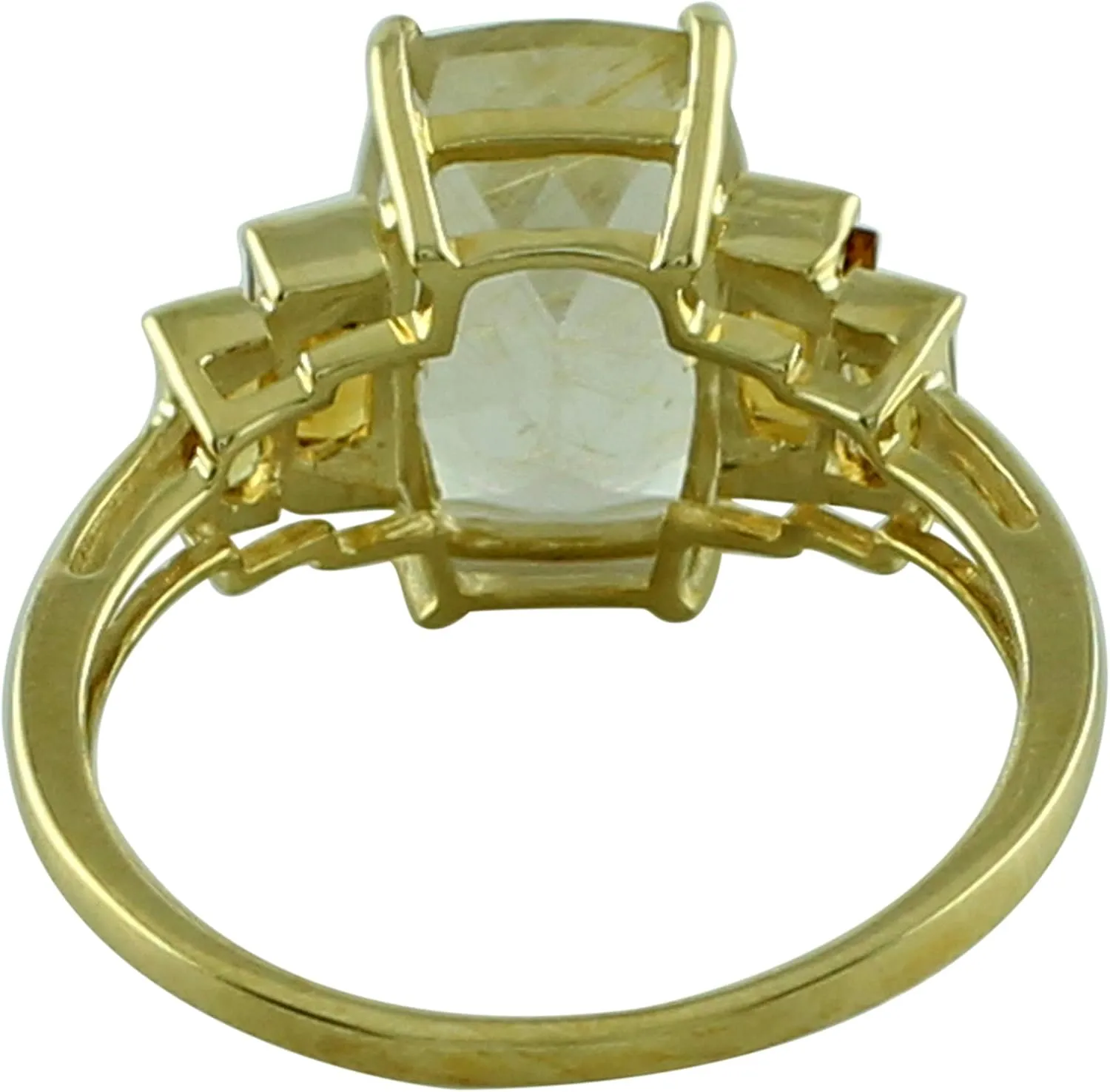 Carillon Stunning Golden Rutile Quartz Cushion Shape 12X8MM Natural Earth Mined Gemstone 14K Yellow Gold Ring Wedding Jewelry for Women & Men