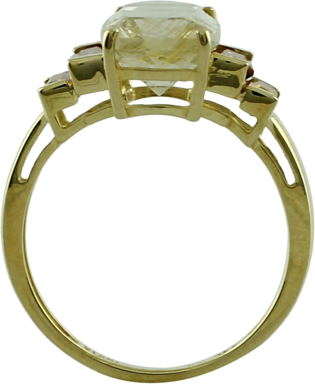 Carillon Stunning Golden Rutile Quartz Cushion Shape 12X8MM Natural Earth Mined Gemstone 14K Yellow Gold Ring Wedding Jewelry for Women & Men