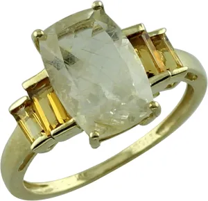 Carillon Stunning Golden Rutile Quartz Cushion Shape 12X8MM Natural Earth Mined Gemstone 14K Yellow Gold Ring Wedding Jewelry for Women & Men