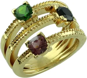 Carillon Stunning Green Onyx Cushion Shape 5MM Natural Earth Mined Gemstone 925 Sterling Silver Ring Wedding Jewelry (Yellow Gold Plated) for Women & Men