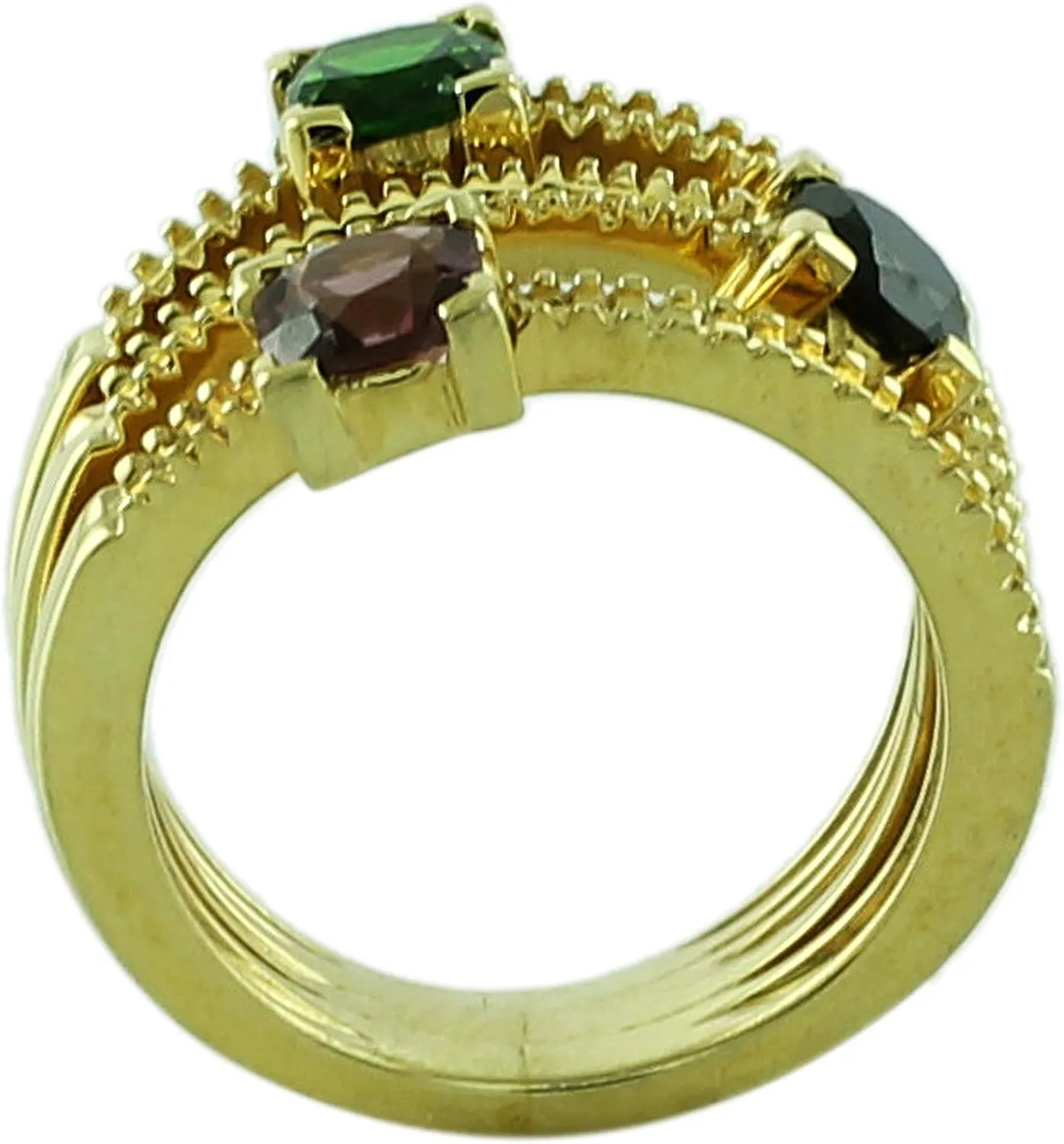 Carillon Stunning Green Onyx Cushion Shape 5MM Natural Earth Mined Gemstone 925 Sterling Silver Ring Wedding Jewelry (Yellow Gold Plated) for Women & Men