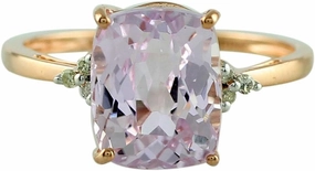 Carillon 4.45 Carat Kunzite Cushion Shape Natural Non-Treated Gemstone 925 Sterling Silver Ring Engagement Jewelry (Rose Gold Plated) for Women & Men