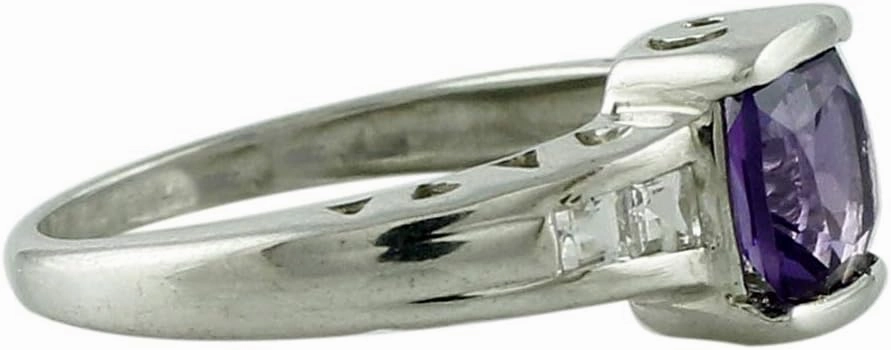 Carillon Amethyst Cushion Shape 1.26 Carat Natural Earth Mined Gemstone 925 Sterling Silver Ring Unique Jewelry for Women & Men