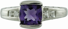 Carillon Amethyst Cushion Shape 1.26 Carat Natural Earth Mined Gemstone 925 Sterling Silver Ring Unique Jewelry for Women & Men