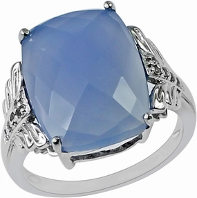 Carillon Blue Onyx 7.03 Carat Natural Gemstone 925 Sterling Silver Ring Wedding Ring for Women