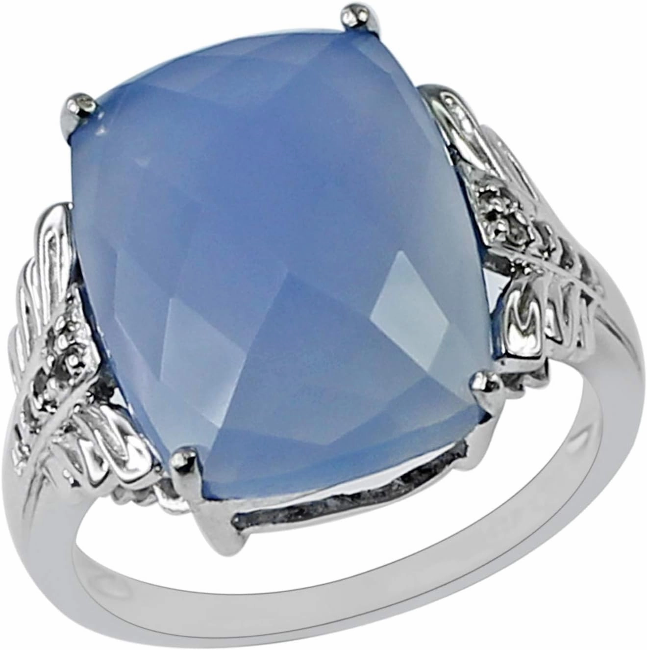 Carillon Blue Onyx 7.03 Carat Natural Gemstone 925 Sterling Silver Ring Wedding Ring for Women