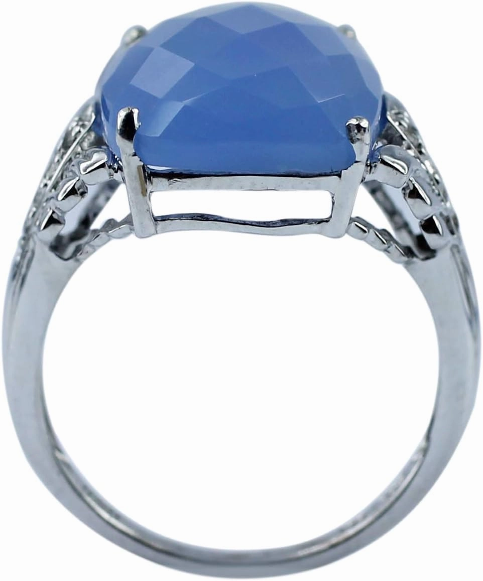 Carillon Blue Onyx 7.03 Carat Natural Gemstone 925 Sterling Silver Ring Wedding Ring for Women