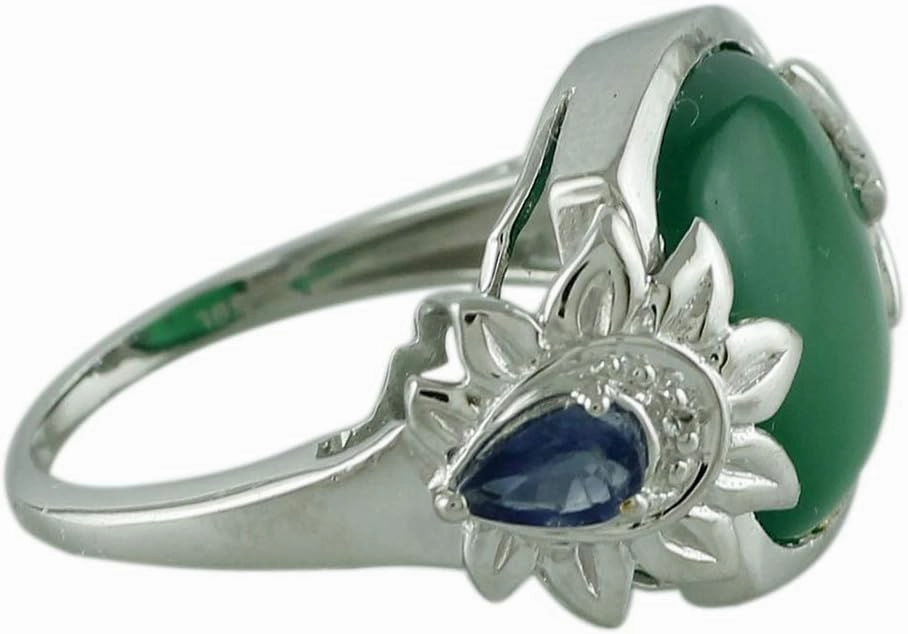 Carillon Certified Green Onyx Cushion Shape Natural Earth Mined Gemstone 925 Sterling Silver Ring Anniversary Jewelry for Women & Men