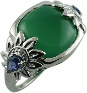 Carillon Certified Green Onyx Cushion Shape Natural Earth Mined Gemstone 925 Sterling Silver Ring Anniversary Jewelry for Women & Men