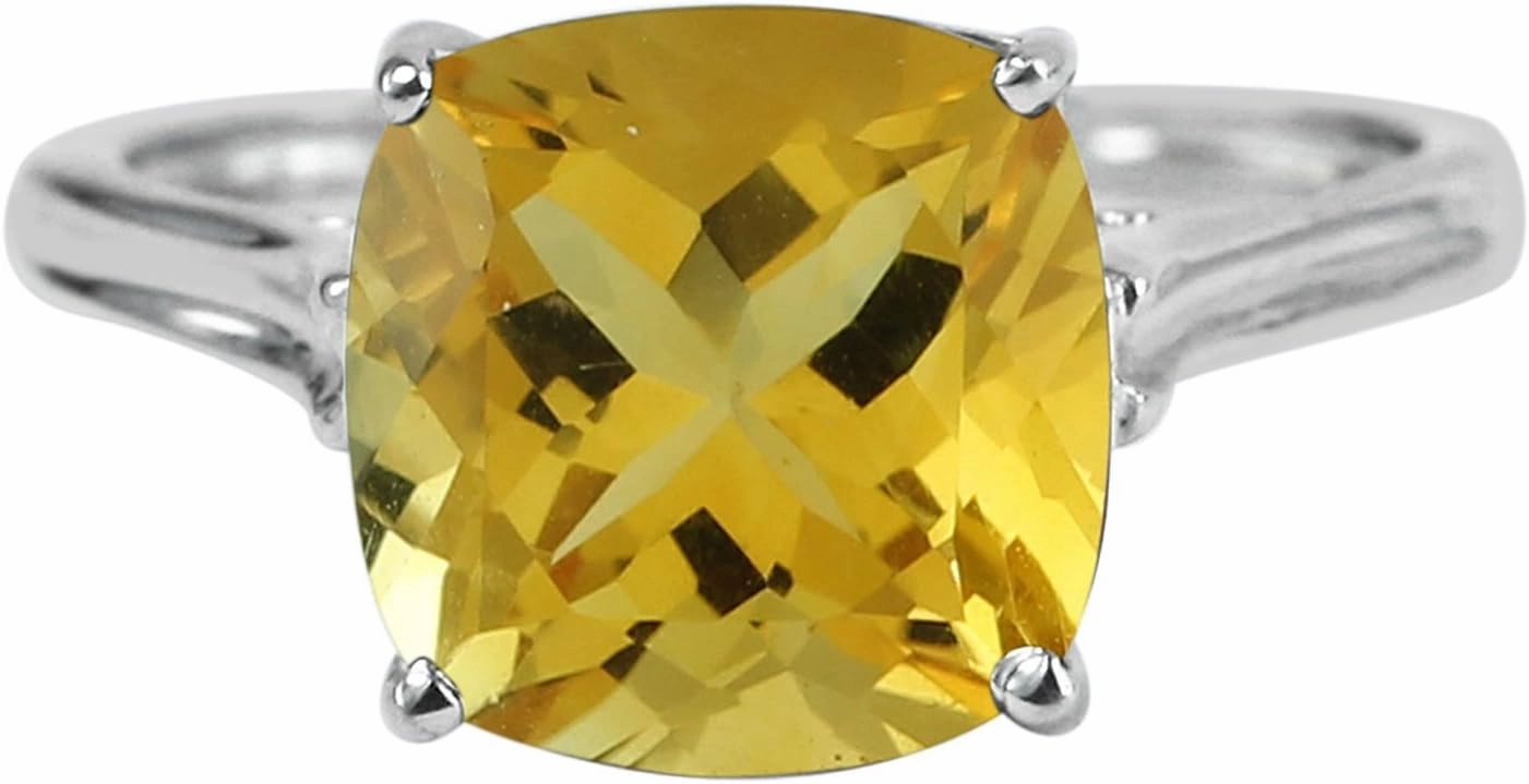 Carillon Citrine November Birthstone Ring 10MM Natural Gemstone 925 Sterling Silver Ring Wedding Ring for Women