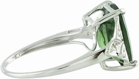 Carillon Green Apatite Cushion Shape 5.06 Carat Natural Earth Mined Gemstone 14K White Gold Ring Unique Jewelry for Women & Men