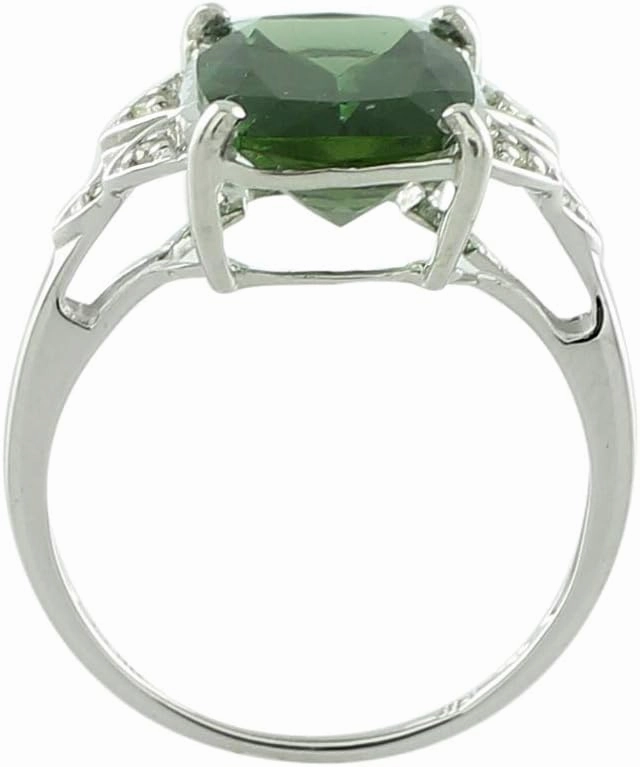 Carillon Green Apatite Cushion Shape 5.06 Carat Natural Earth Mined Gemstone 14K White Gold Ring Unique Jewelry for Women & Men