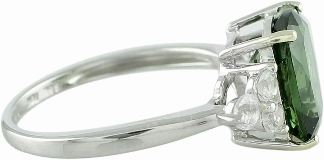 Carillon Green Apatite Cushion Shape Natural Non-Treated Gemstone 14K White Gold Ring Engagement Jewelry for Women & Men