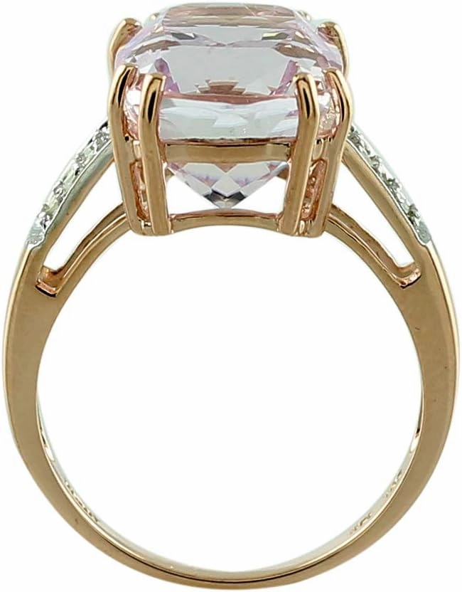 Carillon Kunzite Cushion Shape 10X12MM Natural Non-Treated Gemstone 14K Rose Gold Ring Gift Jewelry for Women & Men