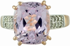 Carillon Kunzite Cushion Shape 10X12MM Natural Non-Treated Gemstone 14K Rose Gold Ring Gift Jewelry for Women & Men