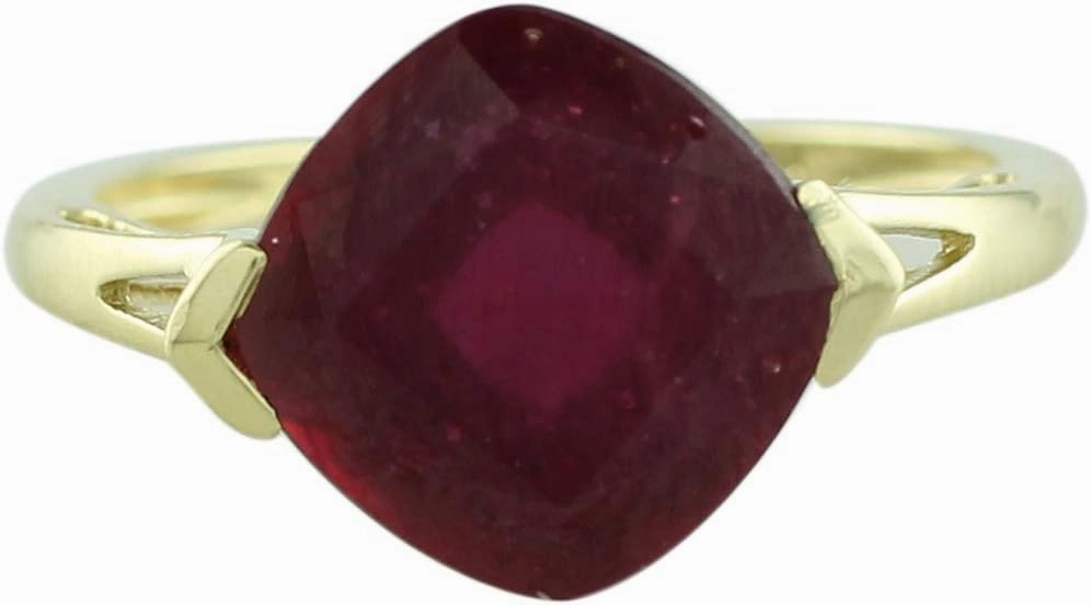 Carillon Ruby Gf Cushion Shape 10MM Natural Earth Mined Gemstone 14K Yellow Gold Ring Unique Jewelry for Women & Men