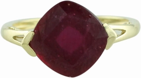Carillon Ruby Gf Cushion Shape 10MM Natural Earth Mined Gemstone 14K Yellow Gold Ring Unique Jewelry for Women & Men