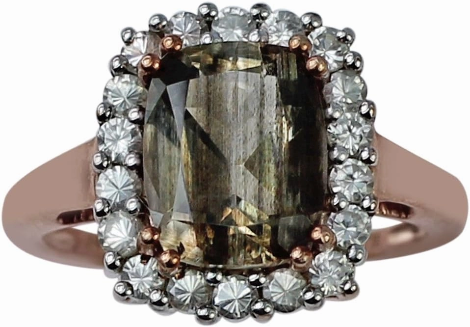 Carillon Scapolite Cushion Shape Natural Non-Treated Gemstone 925 Sterling Silver Ring Engagement Jewelry (Rose Gold Plated) for Women & Men