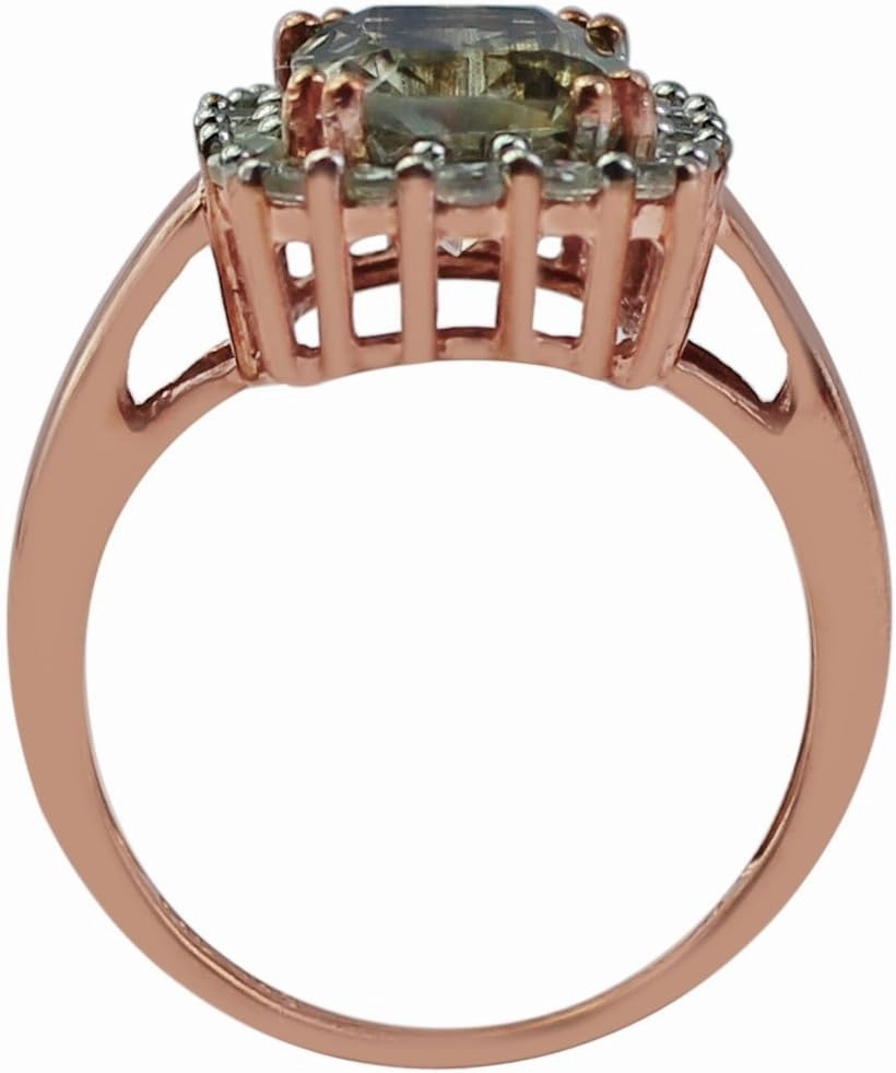 Carillon Scapolite Cushion Shape Natural Non-Treated Gemstone 925 Sterling Silver Ring Engagement Jewelry (Rose Gold Plated) for Women & Men