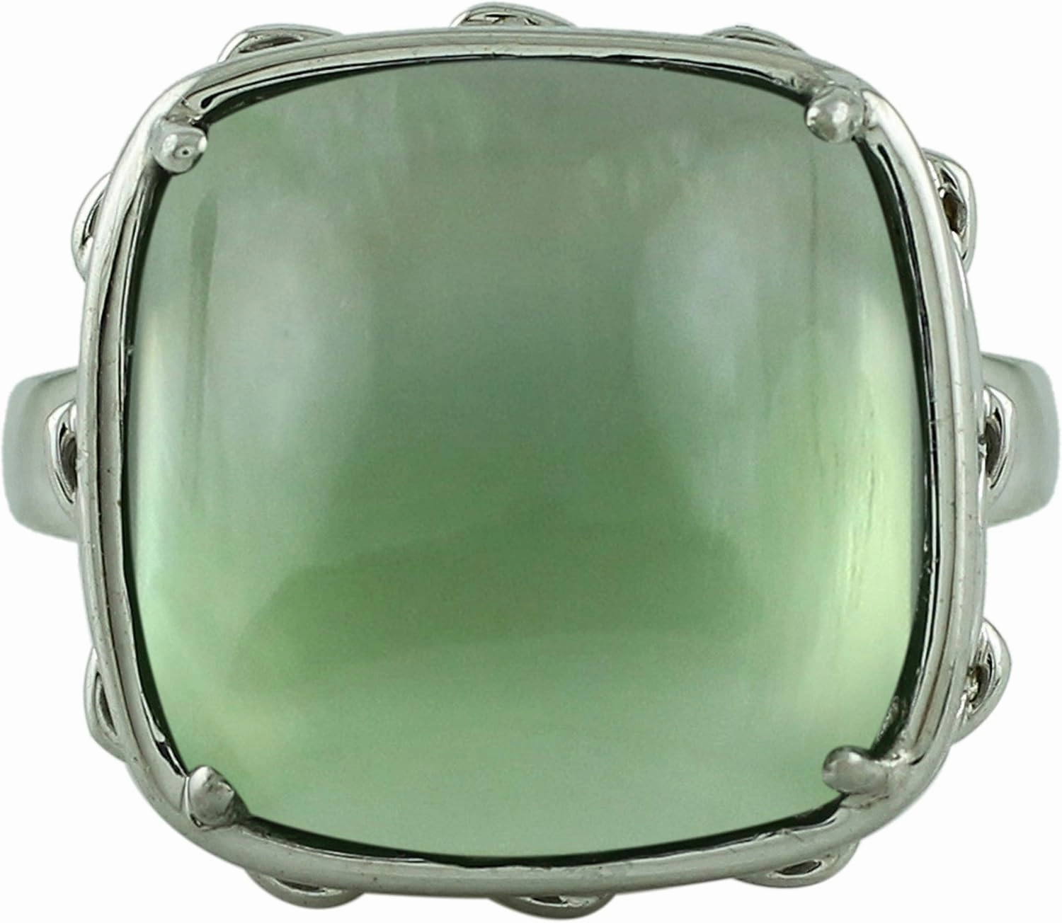 Carillon Serpentine Cushion Shape 17MM Natural Non-Treated Gemstone 925 Sterling Silver Ring Gift Jewelry for Women & Men