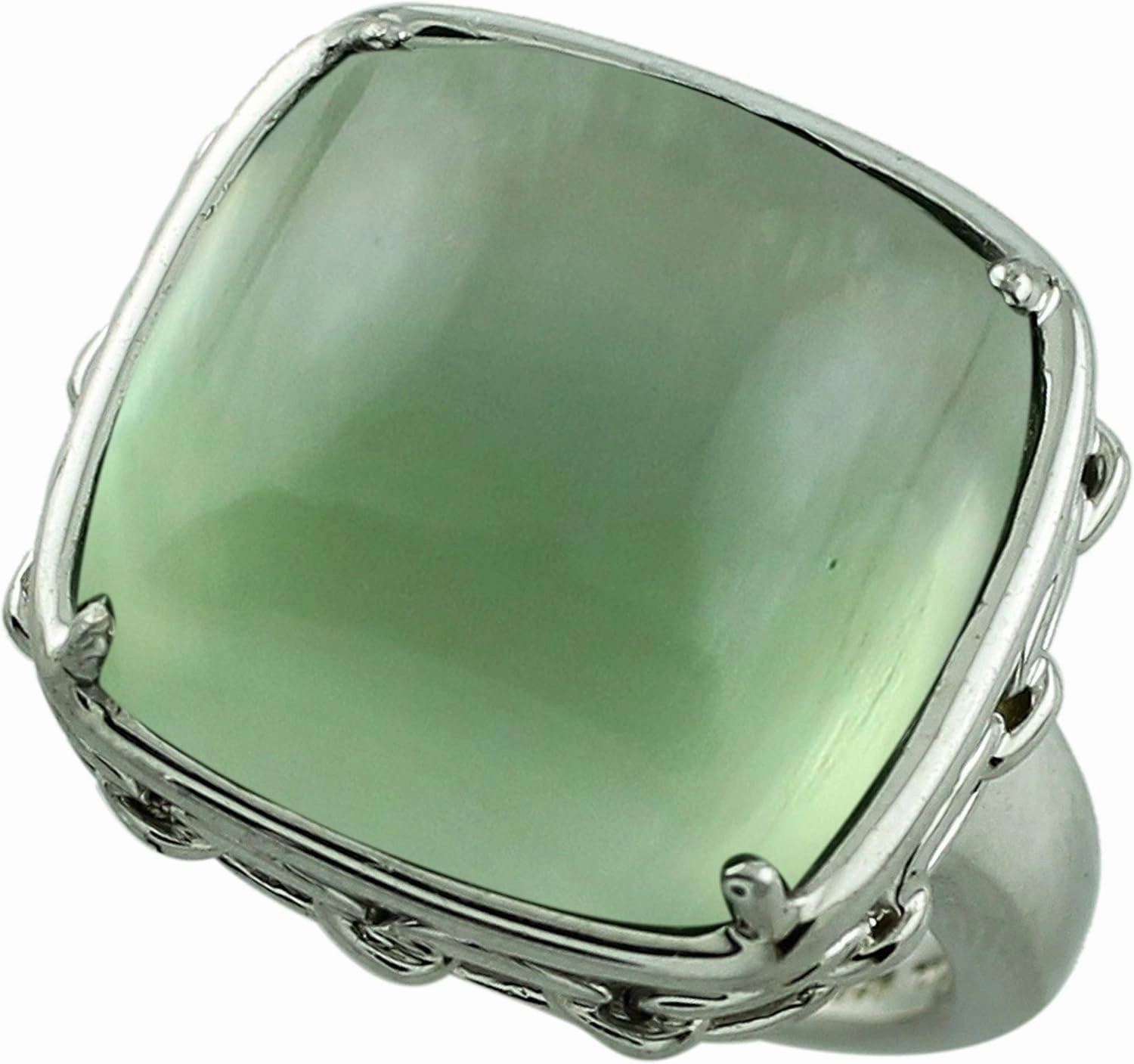 Carillon Serpentine Cushion Shape 17MM Natural Non-Treated Gemstone 925 Sterling Silver Ring Gift Jewelry for Women & Men