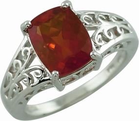 Carillon Stunning Brazilian Fire Opal Cushion Shape 10X8MM Natural Earth Mined Gemstone 925 Sterling Silver Ring Wedding Jewelry for Women & Men