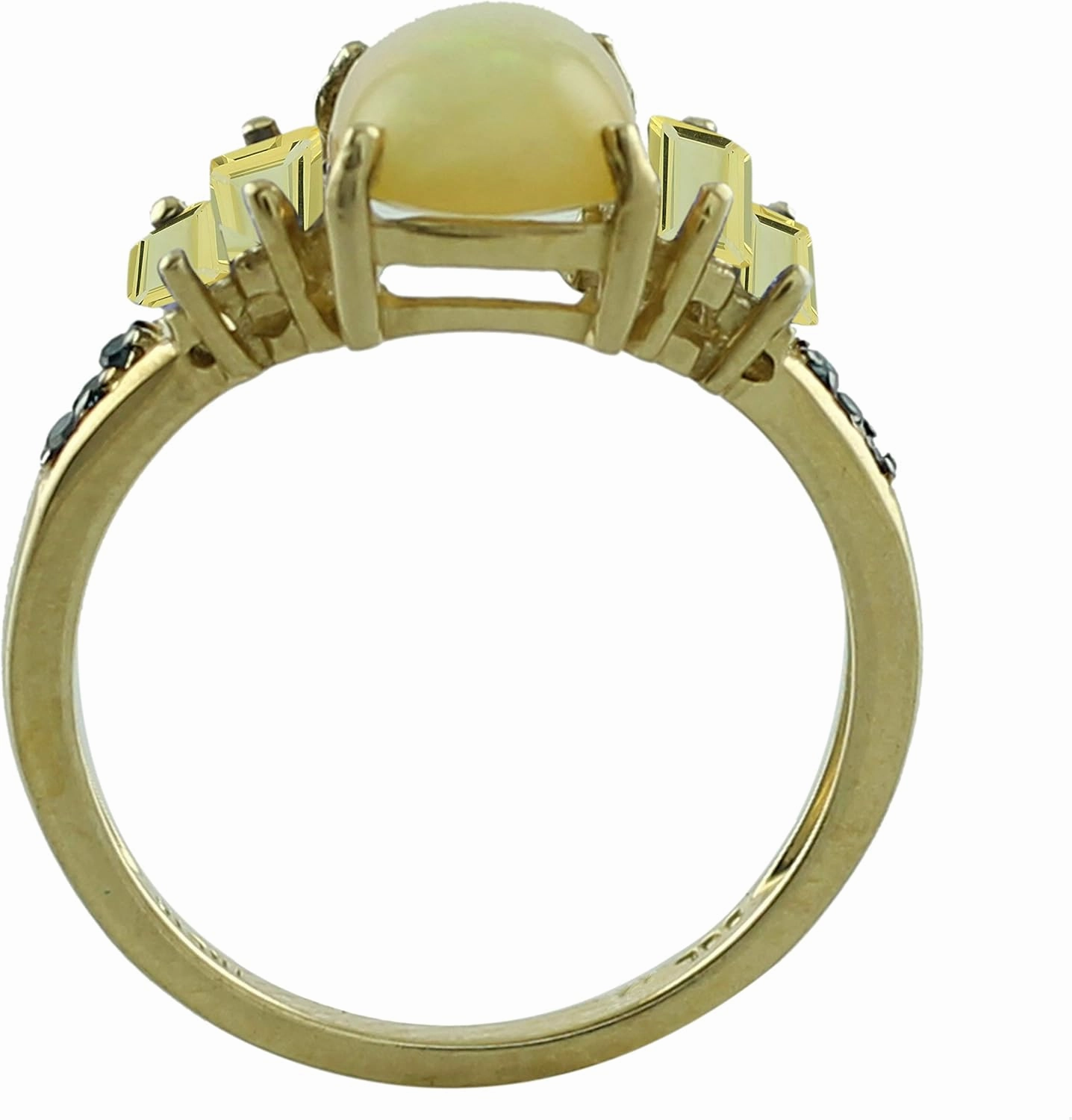 Carillon Stunning Ethiopian Opal Cushion Shape 9X7MM Natural Earth Mined Gemstone 925 Sterling Silver Ring Wedding Jewelry (Yellow Gold Plated) for Women & Men